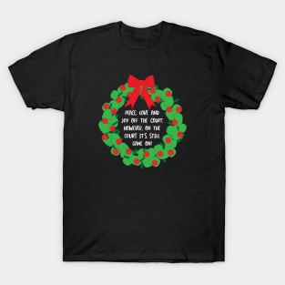 Funny Christmas Pickleball Saying Wreath T-Shirt